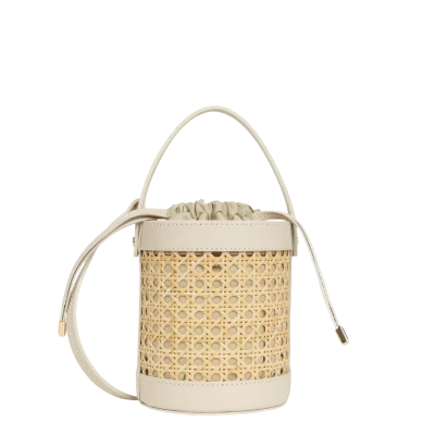 Lancaster Small Bucket Bag Cannage Rotin