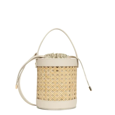 Lancaster Small Bucket Bag Cannage Rotin