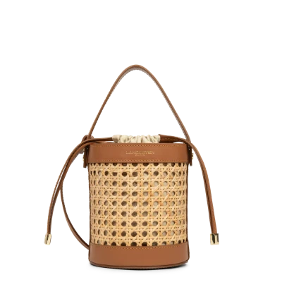 Lancaster Small Bucket Bag Cannage Rotin