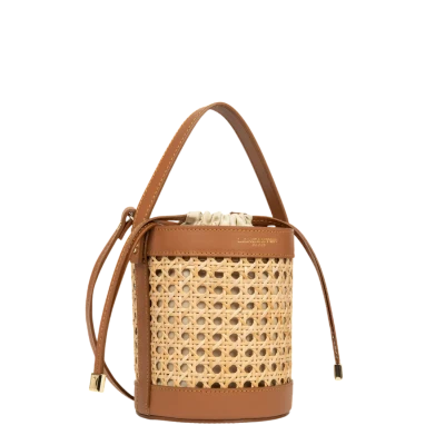Lancaster Small Bucket Bag Cannage Rotin